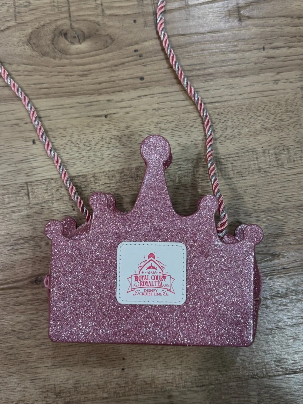 Disney Pink Glitter Princess Crown Crossbody Bag